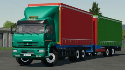 Kamaz 6520 Curtain Truck & Tandem Profiliner Trailer v 1.0