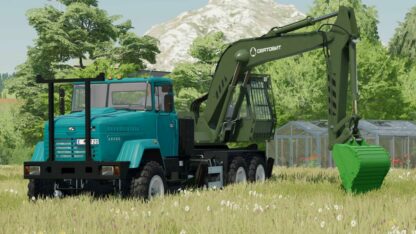 Kraz 65032 Truck with Excavator v 1.0