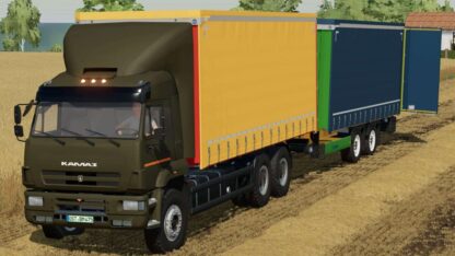 Kamaz 6520 Curtain Truck & Krone Tandem Profiliner Trailer v1.0