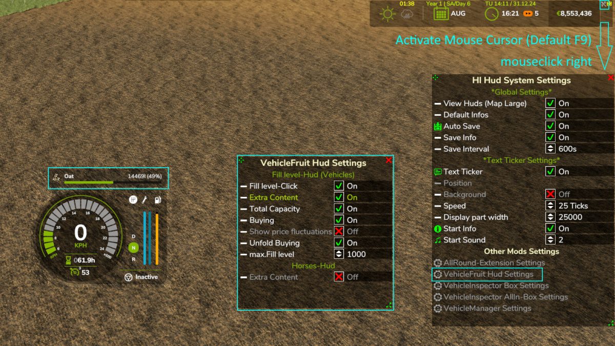 Vehicle Fruit Hud v 1.0