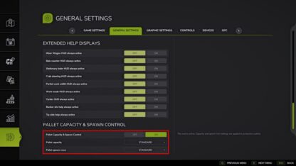Pallet Capacity and Spawn Control v 1.0